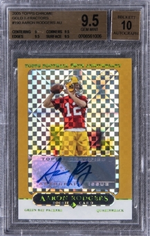 2005 Topps Chrome Gold X-Fractors #190 Aaron Rodgers Auto Rookie Card (#279/399) - BGS GEM MINT 9.5/BGS 10